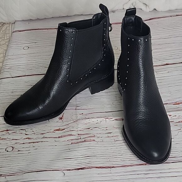 COLE HAAN Black Waterproof Studded Ankle Boots Size 8.5 - Picture 7 of 8